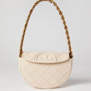 TORY BURCH Fleming Mini Crescent Leather Bag
